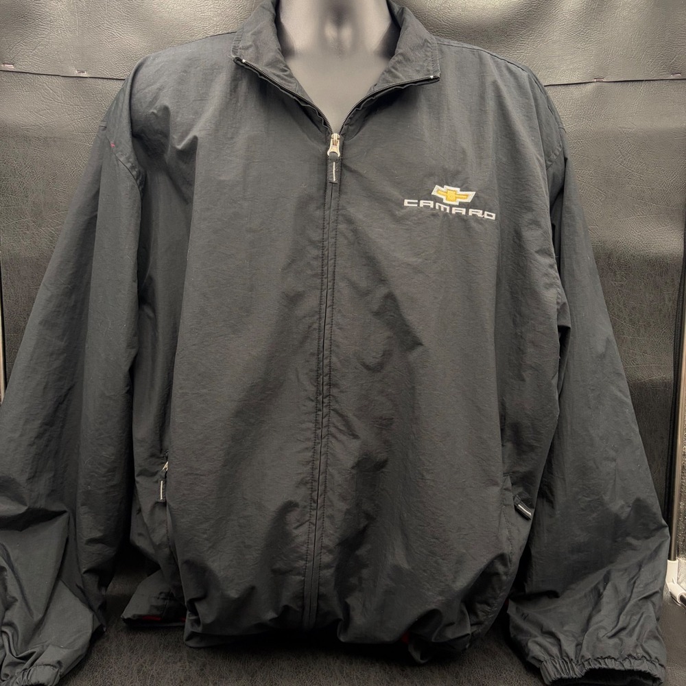 Page & Tuttle Chevrolet Camaro Windbreaker Jacket Mens XL Black Red Full Zip